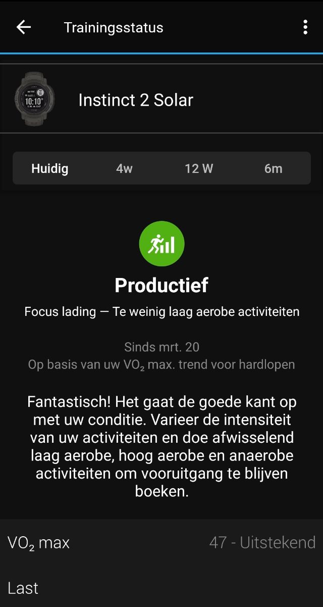 Connect trainingsstatus