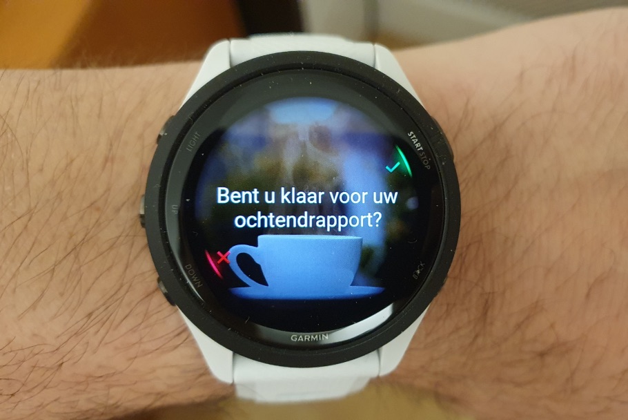 Forerunner 265 ochtendrapport koffie