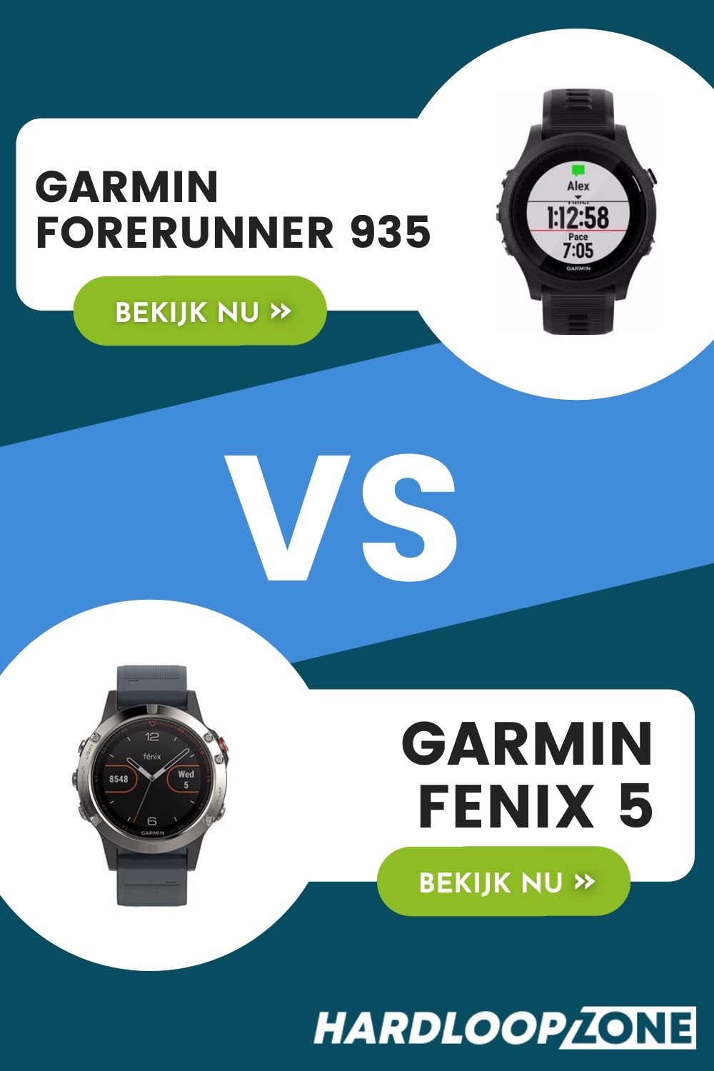 Garmin Forerunner 935 versus Garmin Fenix 5 Sporthorloge Hardloopzone