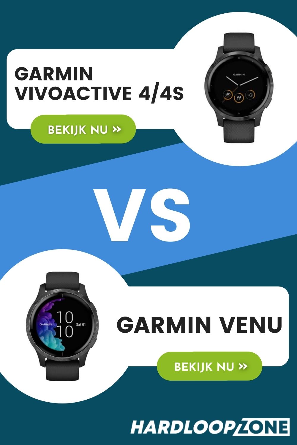Garmin Vivoactive 44S versus Garmin Venu Sporthorloge Hardloopzone