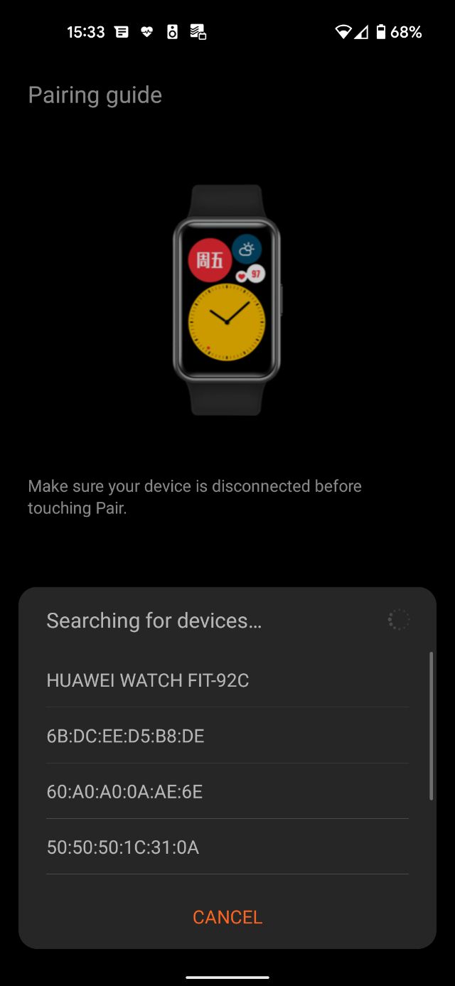 Huawei Watch Fit connectie