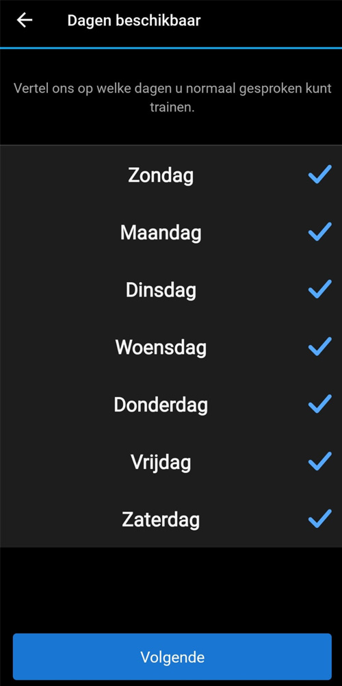 Garmin coach dagen beschikbaar