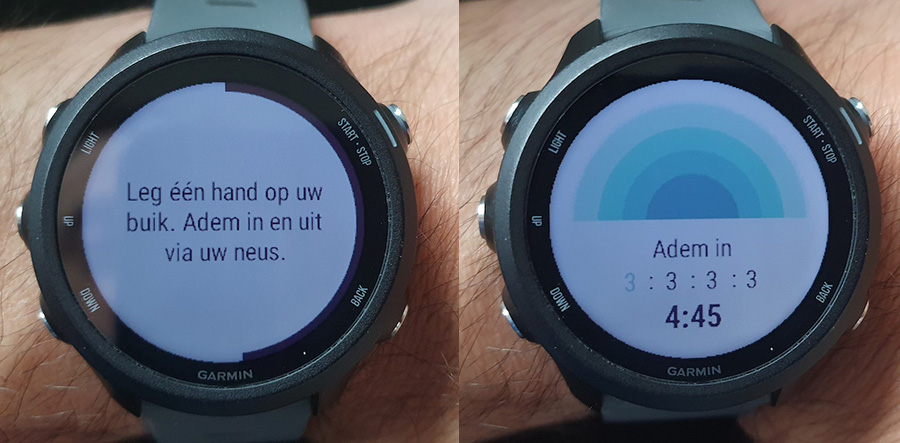 Garmin Forerunner 245 ademhalingsoefeningen